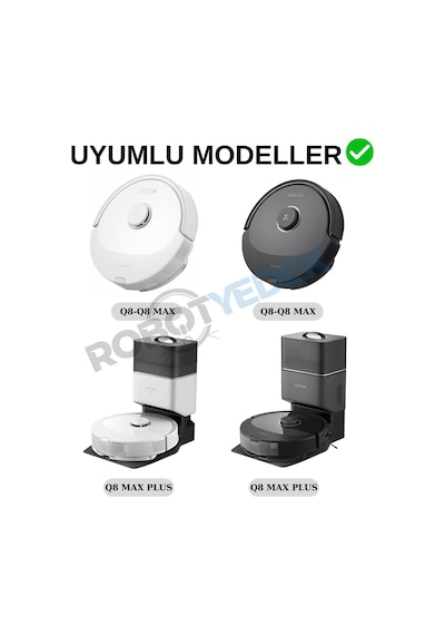 Roborock Q8 Max, Q8 Max Plus Uyumlu Yedek Ana Fırça Ve Yan Fırça-3 Parça