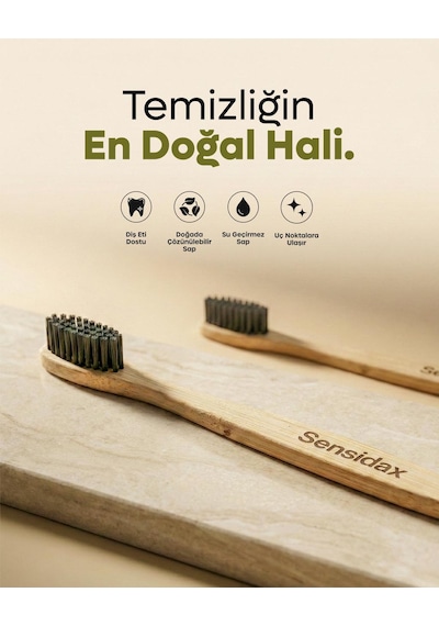 Sensidax Doğal Bambu Diş Fırçası -1+1 Adet- Orta Sert Medium