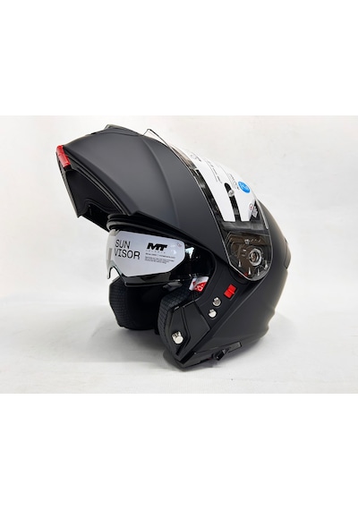 Mt Kask Genesis Sv Pure A1 Mat Siyah Çene Açılır Kask Iç Güneş Vizörlü Mat Siyah - Siyah