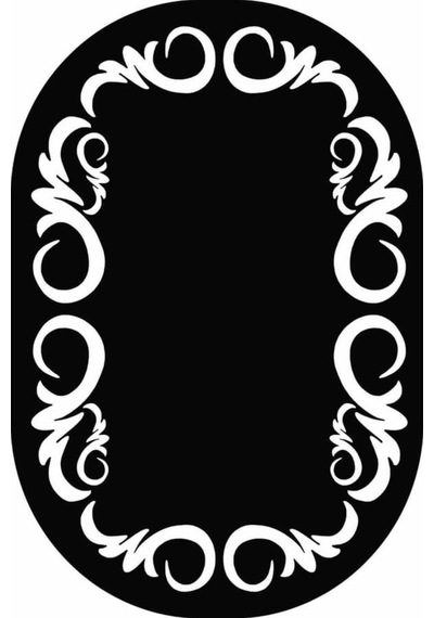 Siyah Çerçeveli Desen Oval Banyo Klozet Paspas Seti Bs074n11