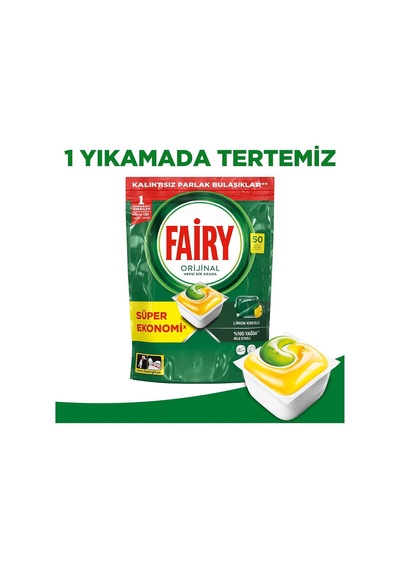 Hepsi Bir Arada Bulaşık Makinesi Deterjanı Kapsülü/tableti 50 Yıkama Limon Kokulu