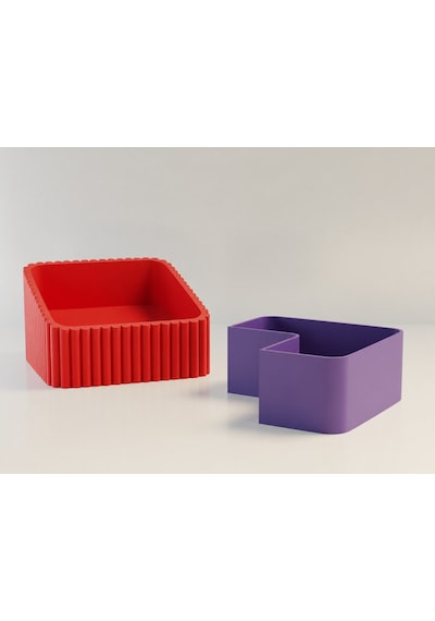 3d Baskı Fıstık Kasesi - Çift Hazneli Kabuk Ayırıcı Sunum Kasesi - Kırmızı Mor