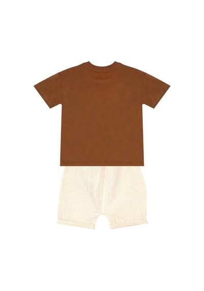 Denokids Erkek Bebek Çocuk Müslin Şort T-shirt Takım Çok Renkli