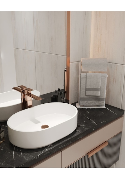 Aju Havluluk Tezgah Üzeri Kağıt Havluluk Ev Banyo Dekorasyonu Paslanmaz Metal Tasarım Montaj Gerektirmez Beyaz