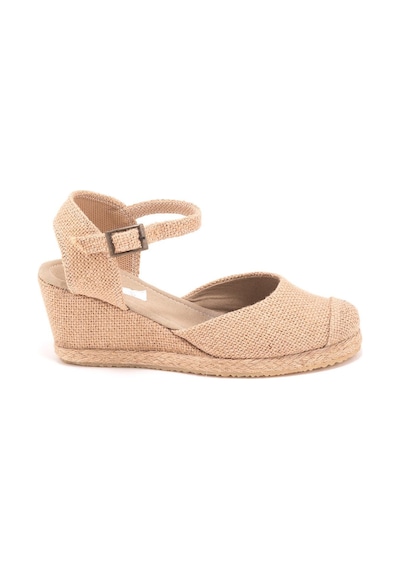 Gerçek Elişi Keten Hasır Espadril Burnu Hasırlı Arkası Açık Dolgu Topuk Handmade Hasır