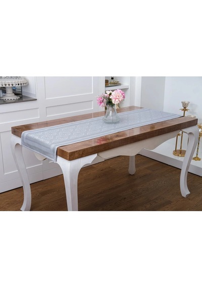 Roma Jakar Polyester Kumaş Gri Runner 45x150 Cm 1476 Gri