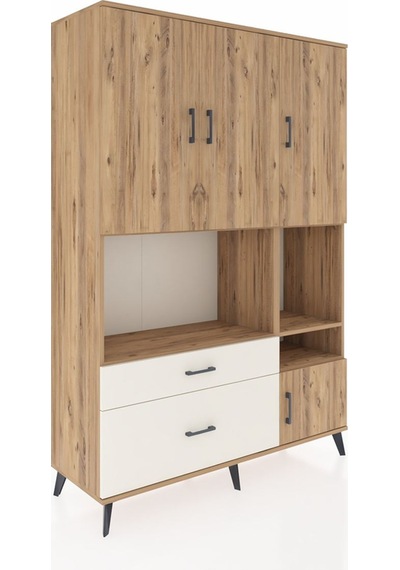 Hyperion Dolap 7 Raflı 2 Çekmeceli 4 Kapaklı 132x44x195 Çam-ç... Çam