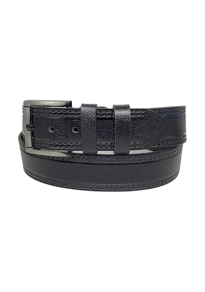 Süzer Deri 4.5 Cm Spor %100 Hakiki Manda Derisi Lüks Kemer Siyah Dikiş Desenli Siyah