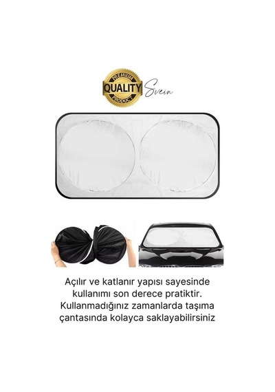 Carub Katlanabilir Ön Cam Araba Güneşliği Uv Işık Engelleyici Isı Koruması Perde Çantalı Koruma Gölgelik