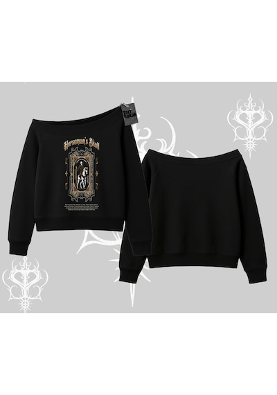 Startmore Kayık Yaka Sweatshirt Horseman S Skull Dark Relic Street Legacy Siyah