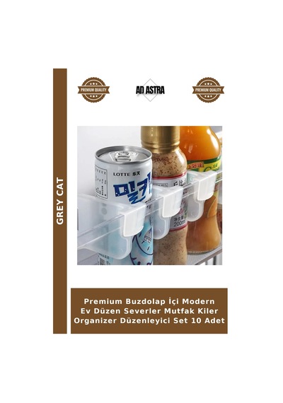 Premium Buzdolap İçi Modern Ev Düzen Severler Mutfak Kiler Organizer Düzenleyici Set 10 Adet Çok Renkli