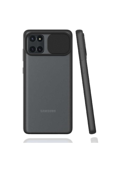 Kilifone - Samsung Uyumlu Galaxy A81 Note 10 Lite - Kılıf Slayt Sürgülü Arkası Buzlu Lensi Kapak - Siyah