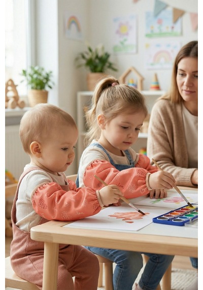 Sıvı Geçirmez Lastikli Bebek Mama Beslenme Kolluğu Seti Çocuk Aktivite Etkinlik Kol Kılıfı Love