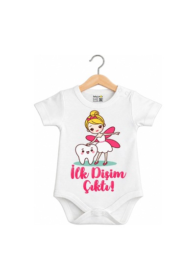 Babylimon Ilk Dişim Çıktı Baskılı Bebek Body Zıbın Beyaz - 936542311 Beyaz