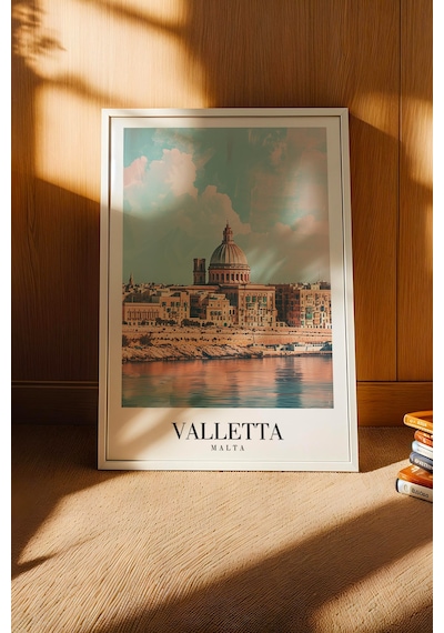 Valletta Malta Vintage Seyahat Posteri Çerçeveli Tablo - Premium Akdeniz Silüeti Elit Duvar Dekoru Beyaz Valletta Malta Vintage Seyahat Posteri Çerçeveli Tablo - Premium Akdeniz Silüeti Elit Duvar Dekoru Beyaz