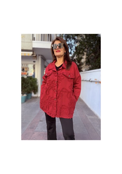 Denizege İtalyan Gabardin Kabartma İtalyan Ceket Bordo Bordo