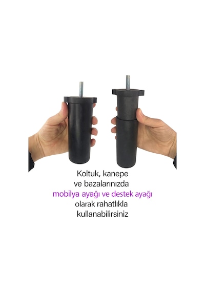 Ayarlı Destek Ayağı 13 X 19 Cm Siyah Gizli Ayak Mobilya Kanepe Baza Koltuk Dolap Tv Ünitesi