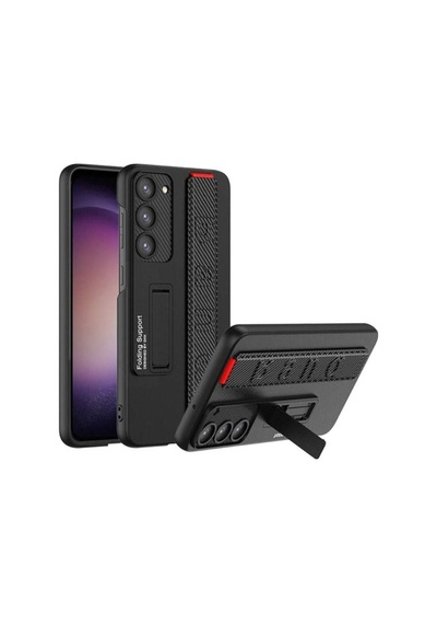 Galaxy S24 Plus Kılıf Standlı El Tutacaklı Zore Band Kapak Siyah Karbon