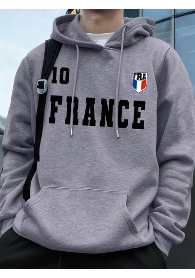 Startmore Startmorefransa Bayrağı Mektup Baskı Hoodie Erkek Kış Polar Sıcak Kazaklar Koşu Cep Kazak Sportif Gevş Gri