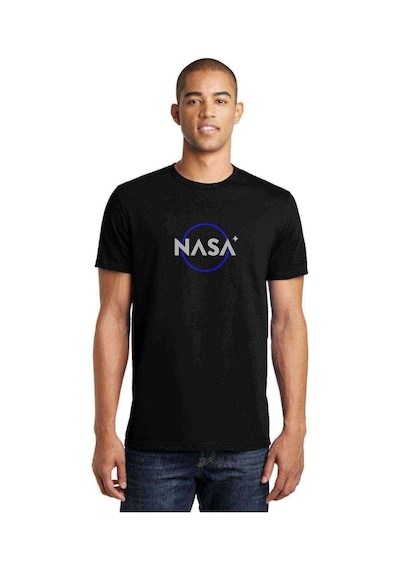 Rocket Logo Royalty Baskılı Siyah Erkek Tshirt