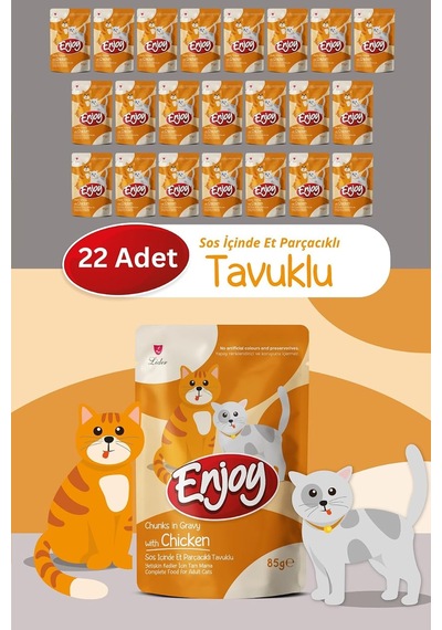 Enjoy Kedi Konserve Maması, Tavuk Etli, 85g, 22 Adet