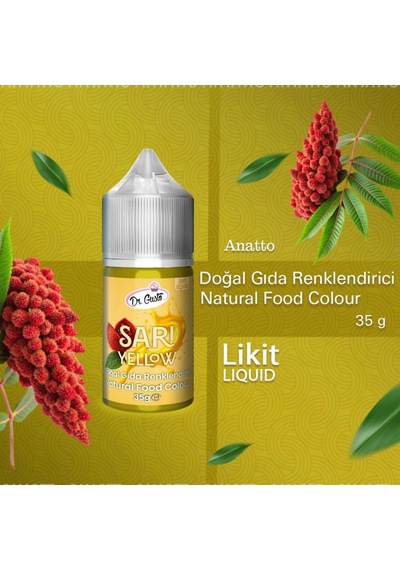 Likit Sarı Doğal Gıda Boyası 35 G Bitkisel Kaynaklı, Pasta Ve Tatlılar İçin Katkısız Sıvı Renk Boyası