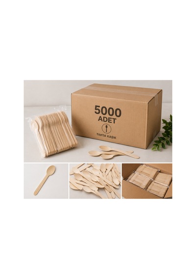 Bambu Tahta Kaşık 5000 Adet Tek Kullanımlık Ahşap Kaşık - 914159863