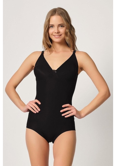 Siyah Mı Emay 2821 Balenli Double Boy Slip Lazer Korse Siyah