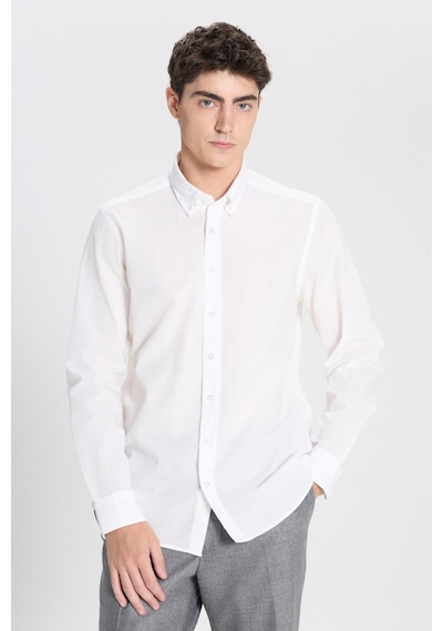 Ac&Co / Altınyıldız Classics Erkek Beyaz Slim Fit Dar Kesim Düğmeli Yaka %100 Pamuk Gömlek Beyaz Ac&Co / Altınyıldız Classics Erkek Beyaz Slim Fit Dar Kesim Düğmeli Yaka %100 Pamuk Gömlek Beyaz
