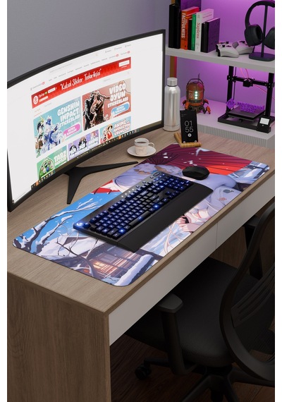 Azur Lane Kaymaz Dikişli Kauçuk Oyuncu Mousepad V3 - 90x40 Xxl Gaming Mouse Pad Fare Altlığı