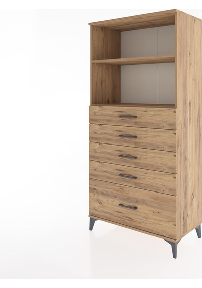 Hyperion Dolap 2 Raflı 5 Çekmeceli 88x44x182 Çam-çam Çam