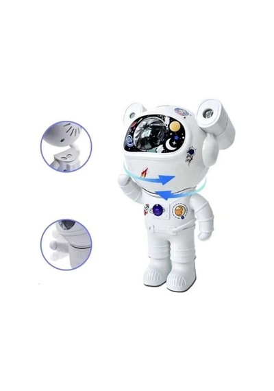 Yeni Nesil Bluetooth Hoparlörlü Astronot Yıldız Gezegen Projektörü Kumandalı Gece Lambası Büyük Boy Beyaz