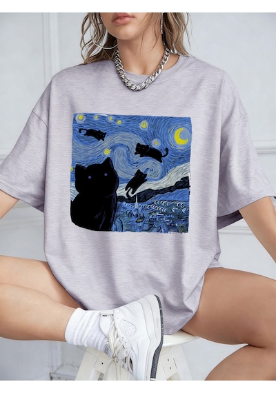Noıssey Urban Pop Graphic Kadın Tişört Koleksiyonukod 5137 Gri