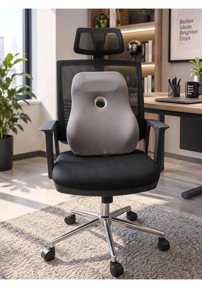 Yeni Nesil Visco Ortopedik Ergonomik Kaymaz Taban Terlemez Bel Desteği Sırt Minderi Bel Yastık Rahat Duruş Ortopedik