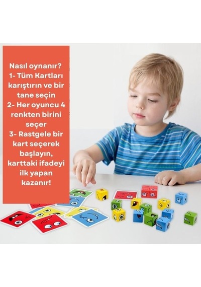 Ahşap 4 Kişilik Yüz İfade Oyunu Magic Cube Eğlenceli Masa Oyunu Max. 4 Kişi