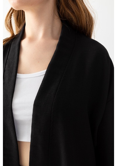 Zen Elegance Kadın Kimono Takım - Geniş Paça Keten Dokulu Alt Üst Yazlık Kadın Takım Siyah Zen Elegance Kadın Kimono Takım - Geniş Paça Keten Dokulu Alt Üst Yazlık Kadın Takım Siyah