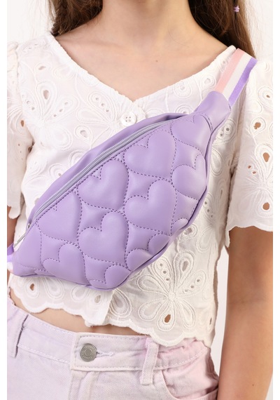 İcone Bag Icone Çocuk Kalp Kapitone Detaylı Bel Çantası Lila