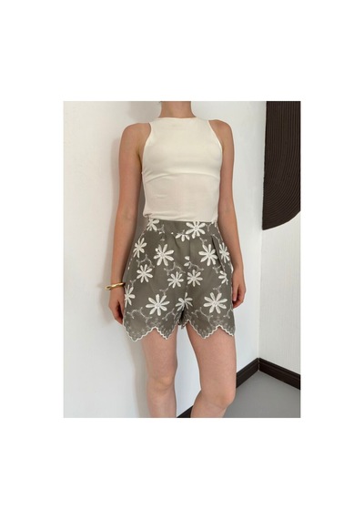 Verymoda D 2915 Nakışlı Şort D2915 Haki