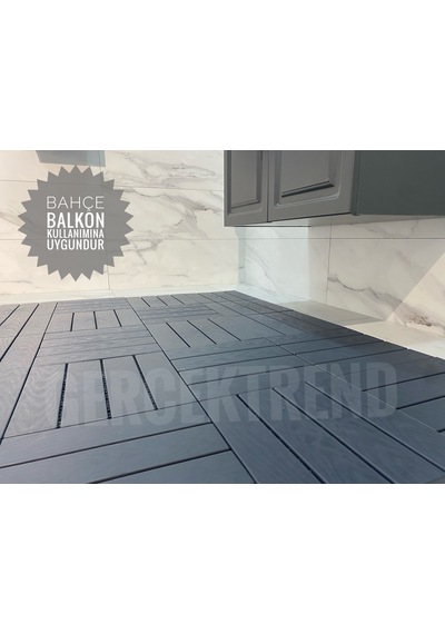 Bahçe Balkon Teras Zemin Döşemesi Banyo Paspası 1m2 11 Adet Antrasit