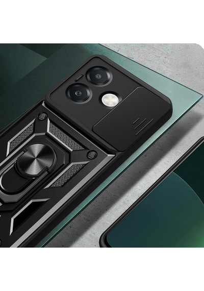 Oppo A3x 4g Kılıf Magnetik Standlı Kamera Korumalı Sürgülü Vega Kapak