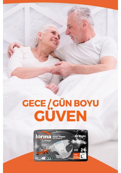 Lorina Aktif Karbon & Gümüş İyon Destekli Bel Bantlı Hasta Bezi Large 24 Lü Bariyer Kremi Hediyeli L