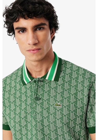 Lacoste Classic Fit Monogram Polo T-shirt Erkek Polo Yaka Tişört Yeşil Yeşil