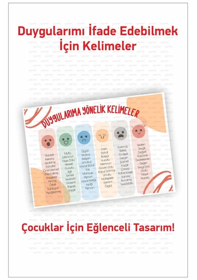 Çocuk Duygularım İçin Kelimeler Poster Broşürü, Duygu Çizelgesi