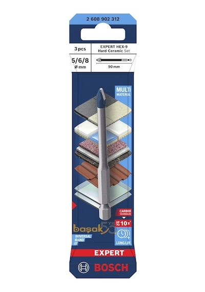 Bosch Expert Hex-9 3'lü Sert Seramik Ve Fayans Matkap Ucu Seti 2608902312
