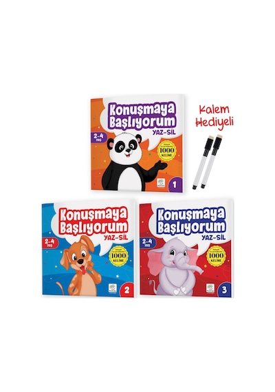 Konuşmaya Başlıyorum Serisi (türkçe'de En Çok Kullanılan 1000 Kelime) (2-4 Yaş) Yaz-Sil Kitaplar
