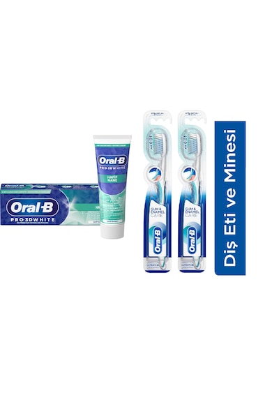 Oral-B 3D White Hafif Nane Diş Macunu 75 ML + Health Ultra İnce Diş Fırçası 2'li