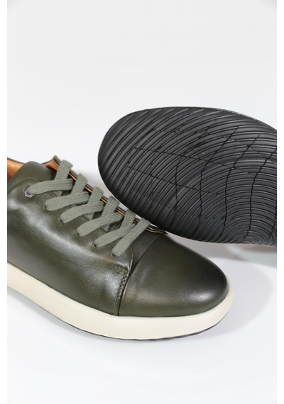 Dgn 20332 Erkek Bağcikli Sneaker Ayakkabi Haki Antik Baskılı