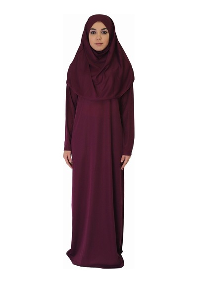 Zehranaz Namaz Elbisesi Koyu Mürdüm Fermuarsız Namaz Elbisesi