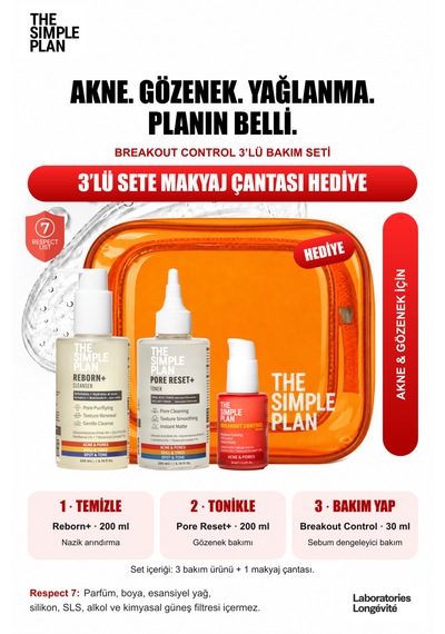 The Simple Plan Breakout Control & Gözenek Bakım Seti - Serum + Tonik + Temizleyici Çanta Hediyeli 3'lü