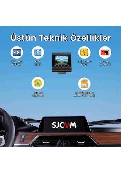 Sjcam M60 Gps 4k Ön-arka-iç Çift Kamera Cmos Araç Kamerası Siyah